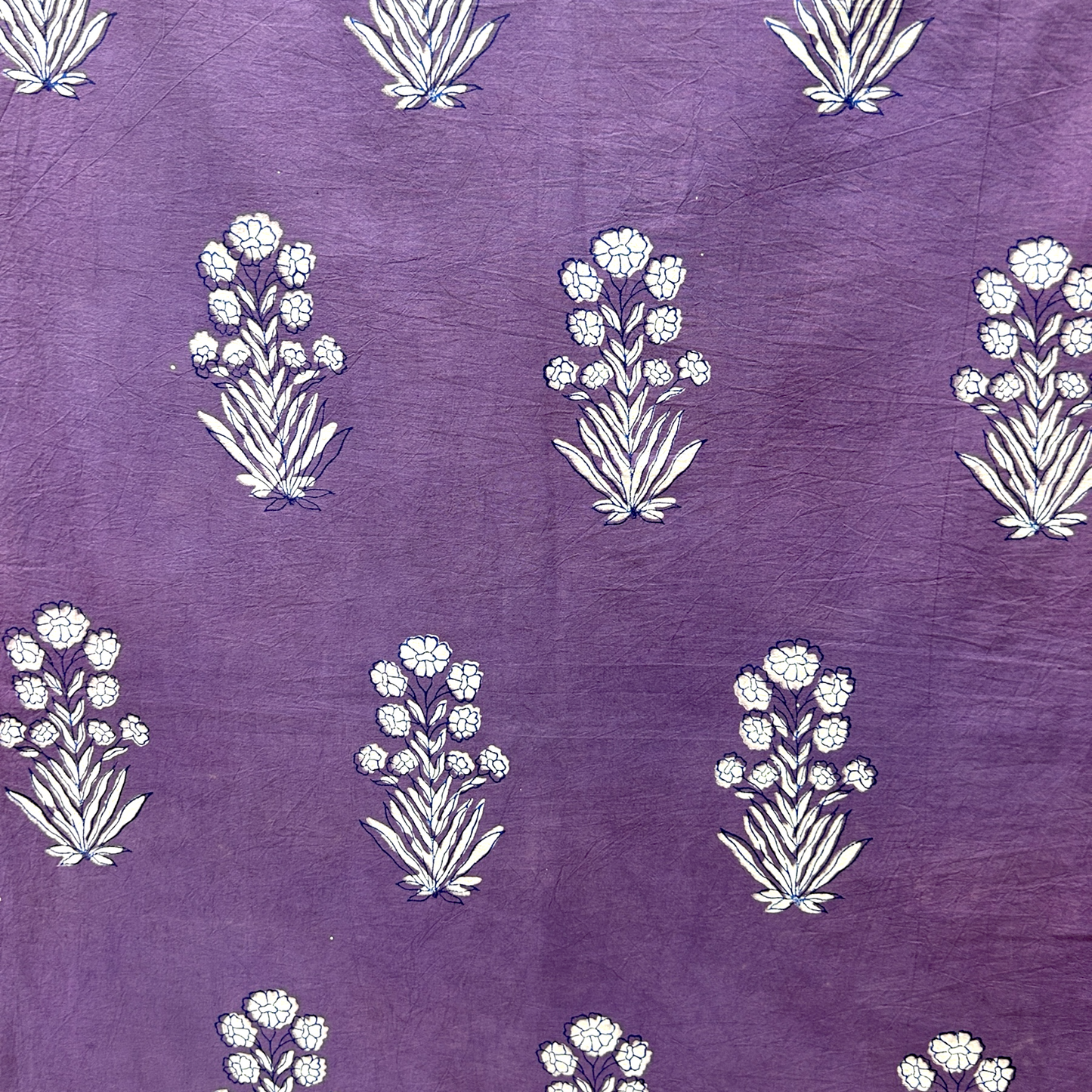 Dabu Light Purple Floral Hand Block Printed Fabric