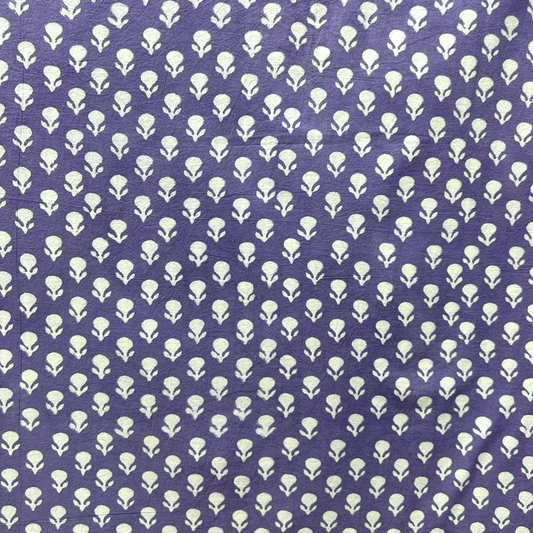 Dabu Purple Floral Hand Block Printed Fabric