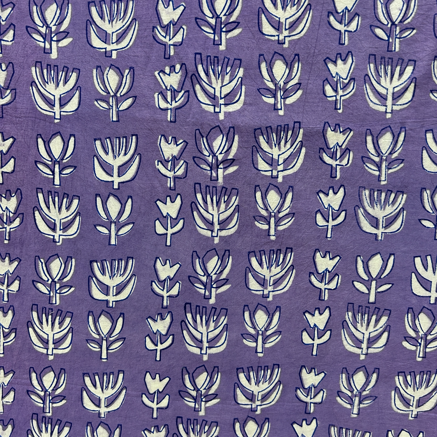 Dabu Purple Floral Hand Block Printed Fabric