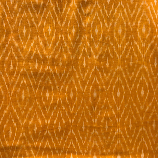 Cotton Mercerised Ikkat Yellow With White Woven Fabric