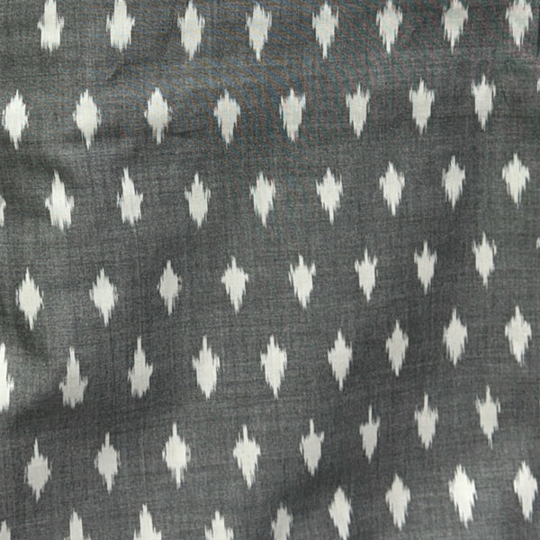 Cotton Mercerised Ikkat Grey With White Woven Fabric