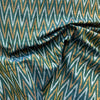 Cotton Mercerised Ikkat Dark Green With White and Yellow Woven Fabric