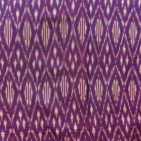 Cotton Mercerised Ikkat Purple With White Woven Fabric