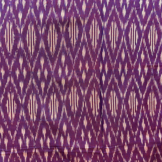 Cotton Mercerised Ikkat Purple With White Woven Fabric