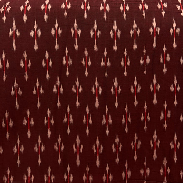 Cotton Mercerised Brown With White and Red Woven Fabric