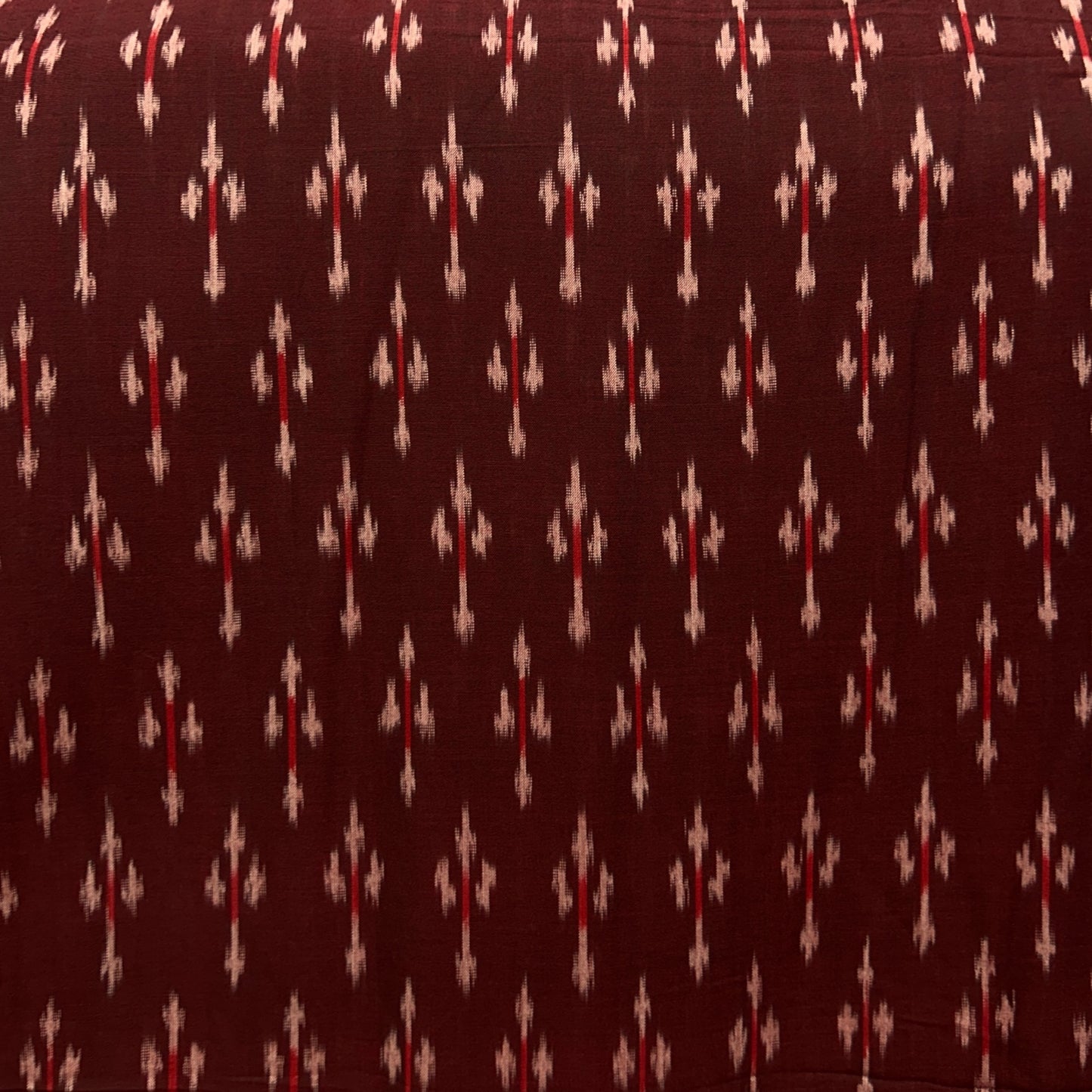 Cotton Mercerised Brown With White and Red Woven Fabric