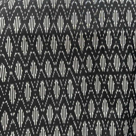 Cotton Mercerised Black With White Woven Fabric
