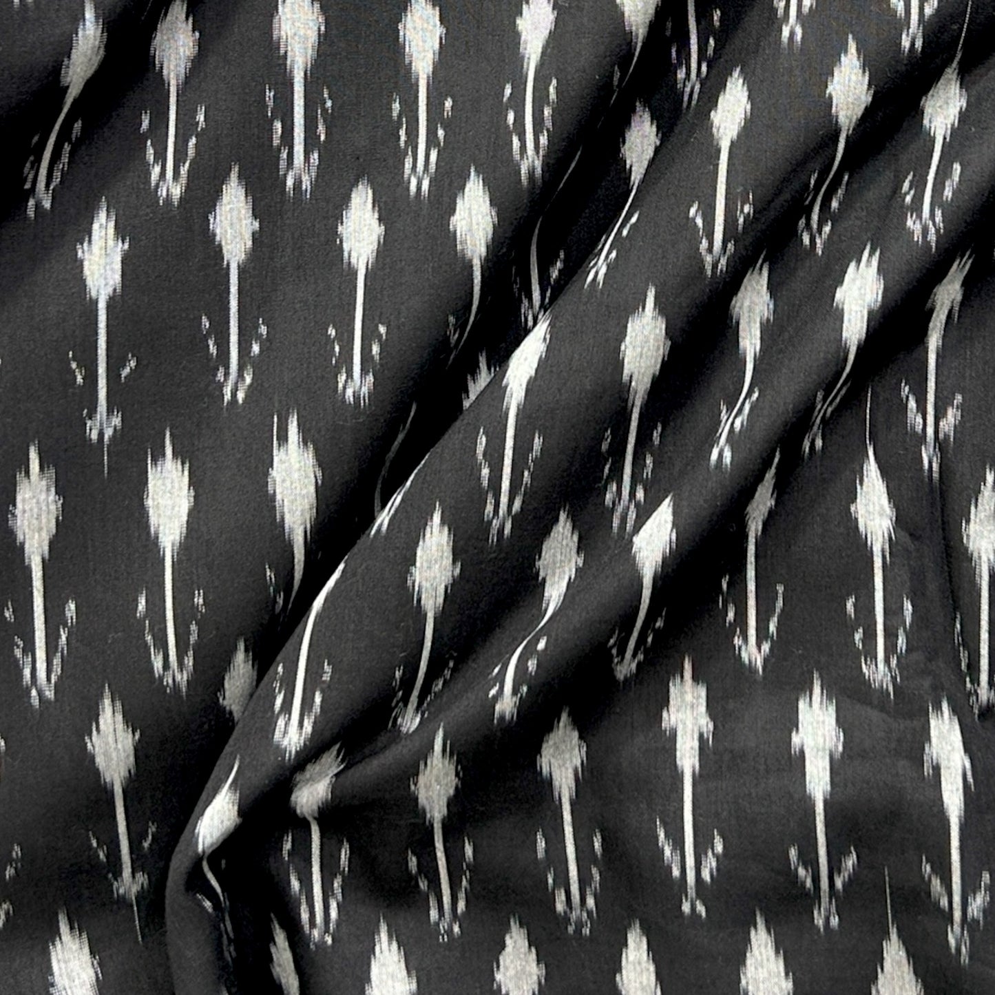Cotton Mercerised Black With White Woven Fabric
