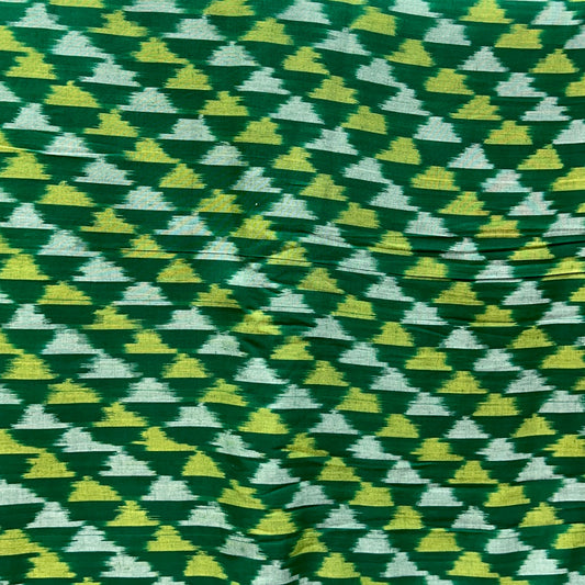 Cotton Mercerised Dark Green With White and Light Green Woven Fabric