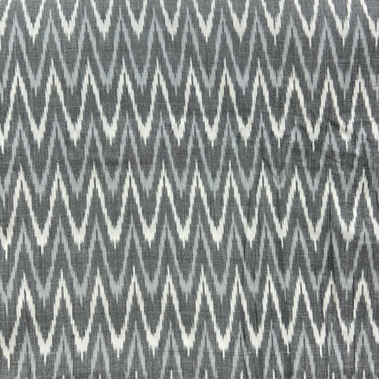 Cotton Mercerised Ikkat Grey With White Woven Fabric