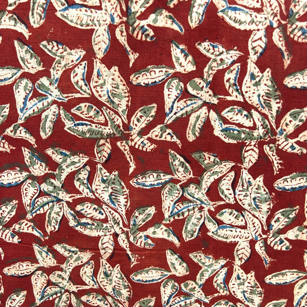 Kalamkari Red Floral Hand Block Printed Fabric