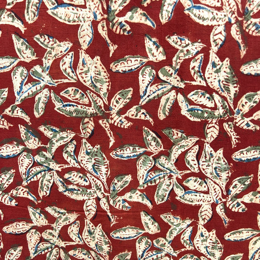 Kalamkari Red Floral Hand Block Printed Fabric