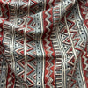 Kalamkari Red Grey Geometric Motif Hand Block Printed Fabric