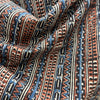 Kalamkari Cream With Red and Blue Geometric Motif Hand Block Printed Fabric