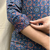 Ajrakh Blue Geometric Modal Silk Short Kurti