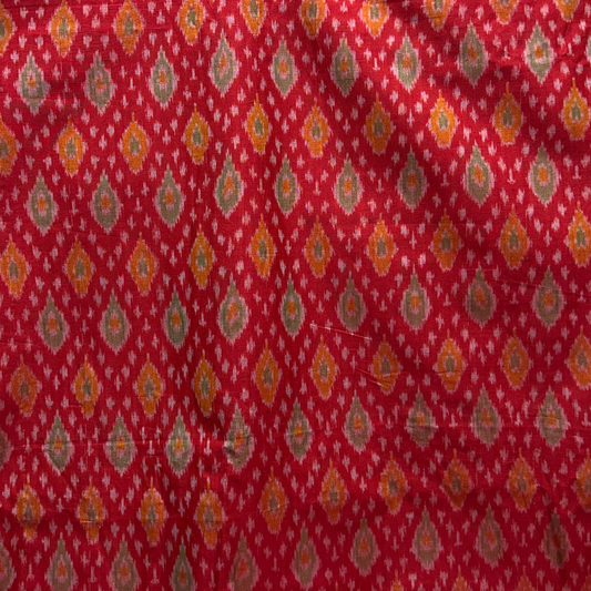 Sico Ikkat Red Handloom Fabric