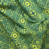 Dabu Green Slub Cotton Floral Hand Block Printed Fabric