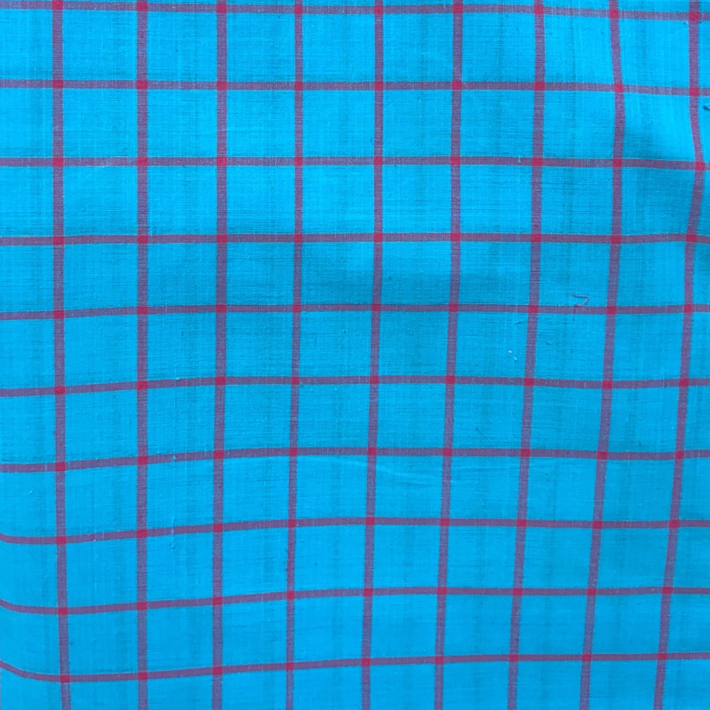 Mangalgiri Blue with Pink Checks Handloom Cotton Fabric