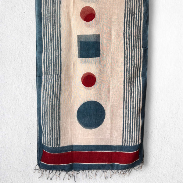 Bagru Hand Block Printed Linen Dupatta
