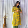 Ajrakh Yellow Floral Hand Block Printed Angrakha