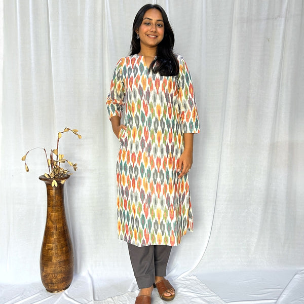 Ikkat Multicolour Long Kurti