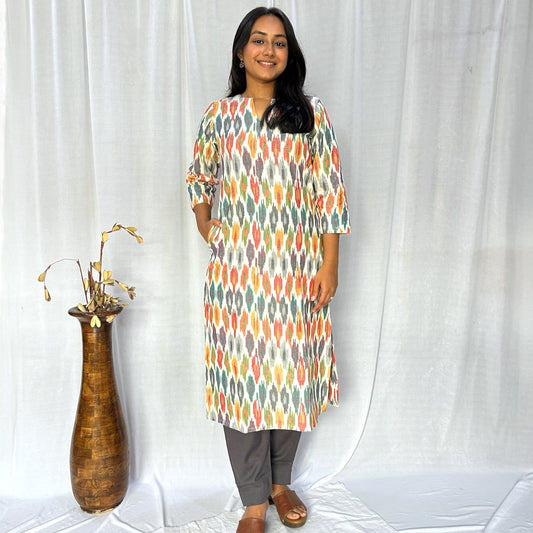 Ikkat Multicolour Long Kurti