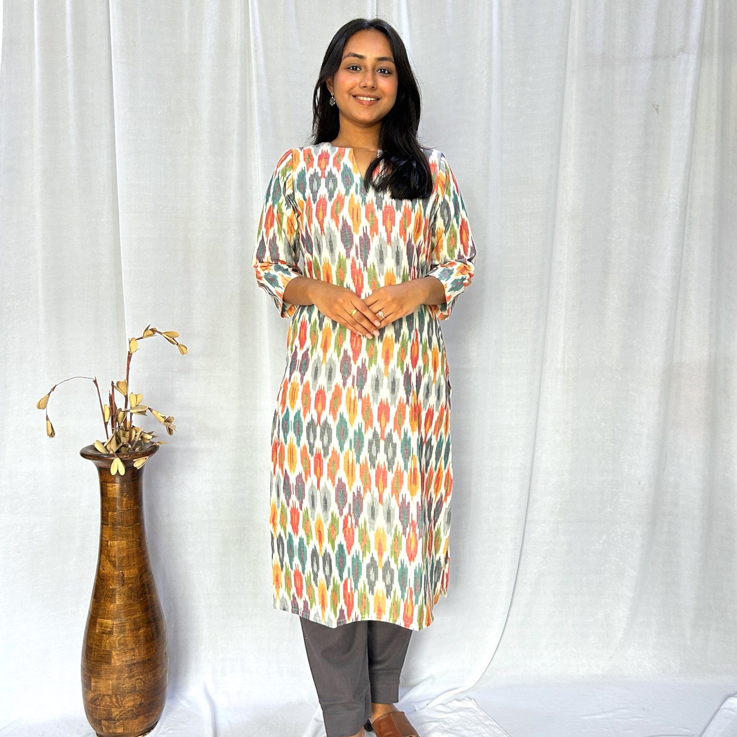 Ikkat Multicolour Long Kurti