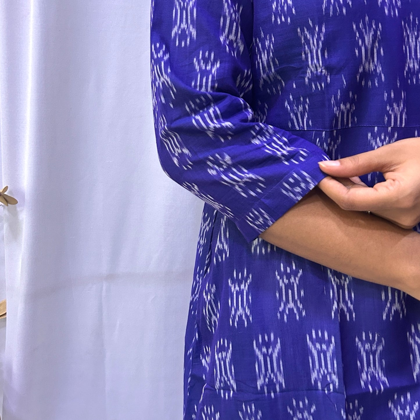 Mercerised Ikkat Blue Handloom Angrakha