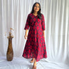 Dabu Red Geometric Hand Block Printed Dress