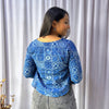 Blue Dabu Slub Floral Hand Block Printed Tunic