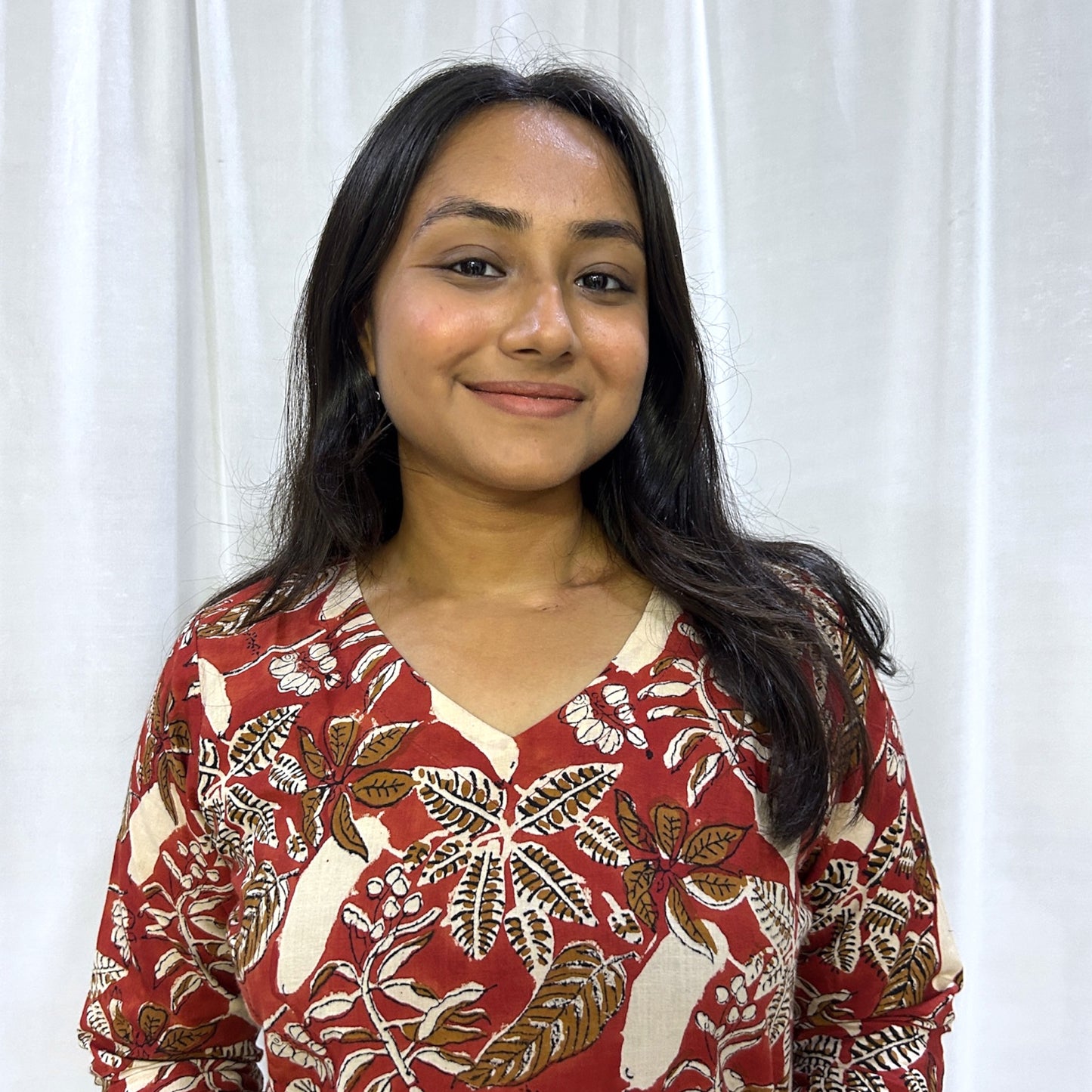 Bagru Red Floral Long Kurti