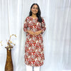 Bagru Red Floral Long Kurti
