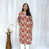 Bagru Red Floral Long Kurti