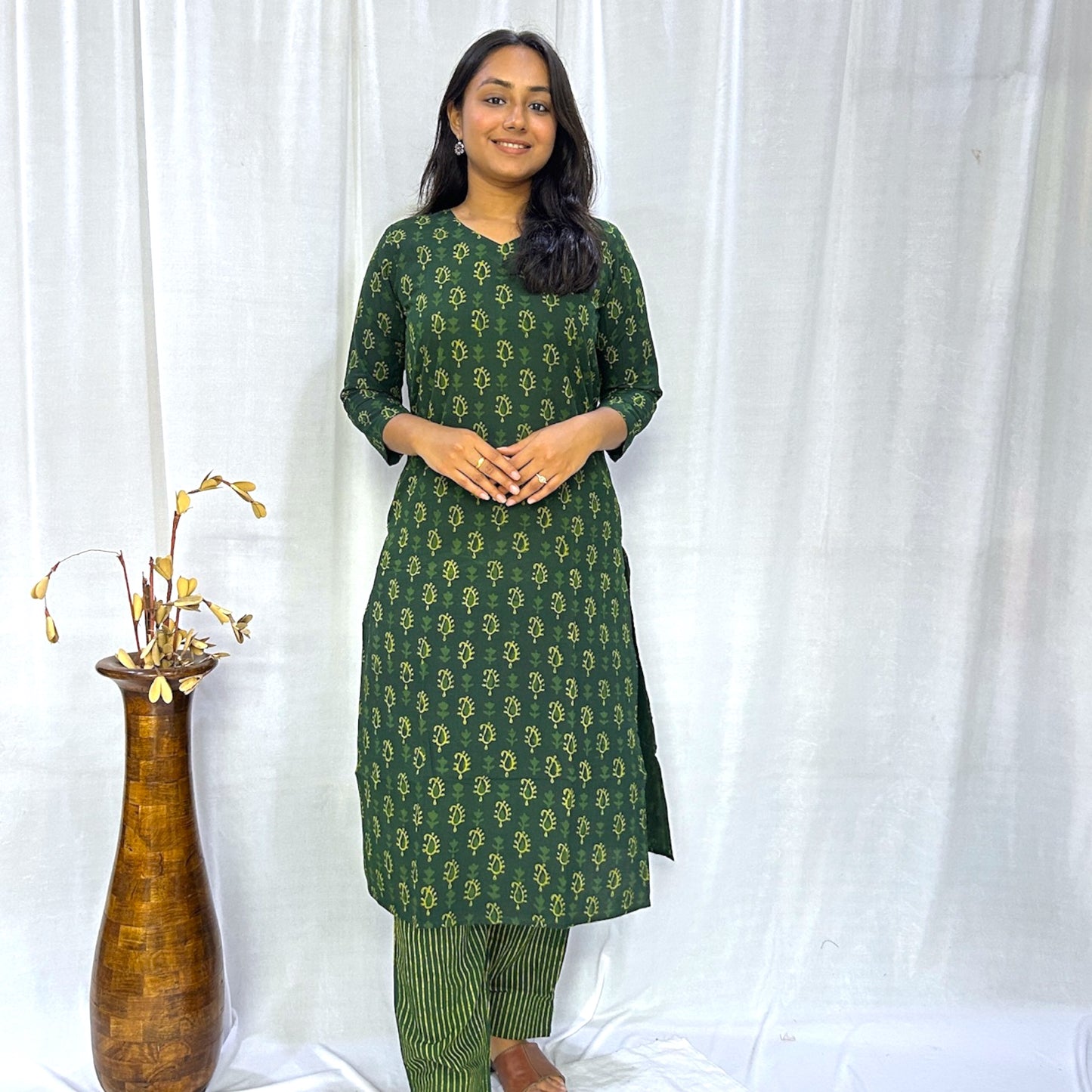 Dabu Green Mango Long Kurti