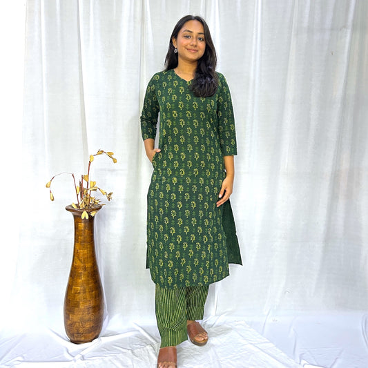 Dabu Green Mango Long Kurti