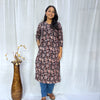 Kalamkari Black floral Long Kurti