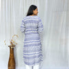 Ikkat Blue White Long Kurti
