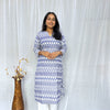 Ikkat Blue White Long Kurti