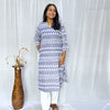 Ikkat Blue White Long Kurti