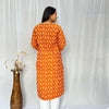 Ikkat Orange Yellow Long Kurti