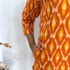 Ikkat Orange Yellow Long Kurti