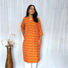 Ikkat Orange Yellow Long Kurti