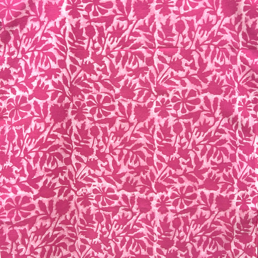 Dabu Pink Floral Hand Block Printed Fabric