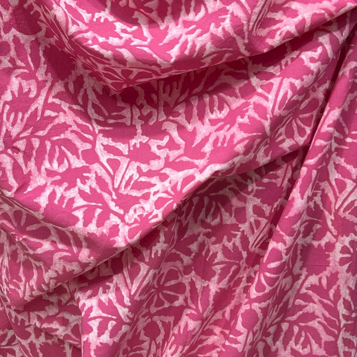 Dabu Pink Floral Hand Block Printed Fabric