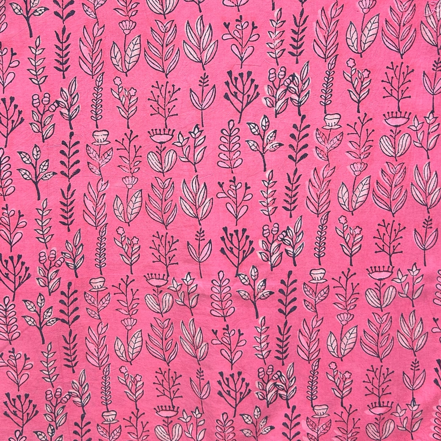 Dabu Pink Floral Hand Block Printed Fabric