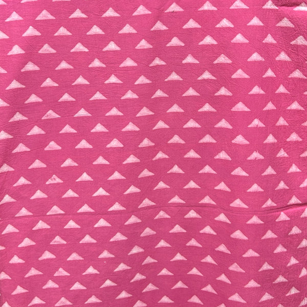 Dabu Pink Triangle Motif Hand Block Printed Fabric