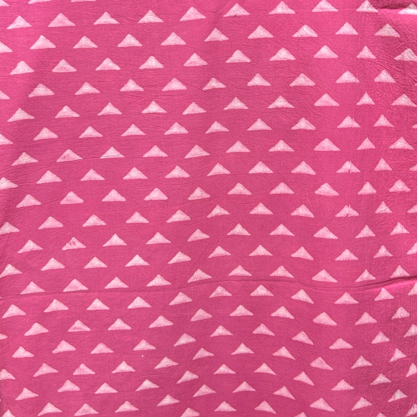Dabu Pink Triangle Motif Hand Block Printed Fabric