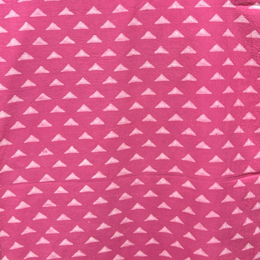 Dabu Pink Triangle Motif Hand Block Printed Fabric