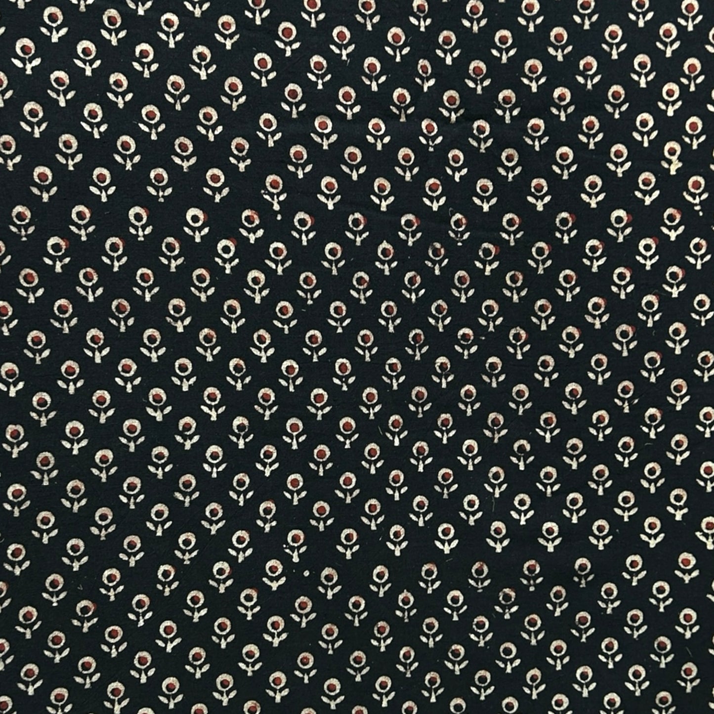 Vegetable Black Floral Hand Block Printed Fabric