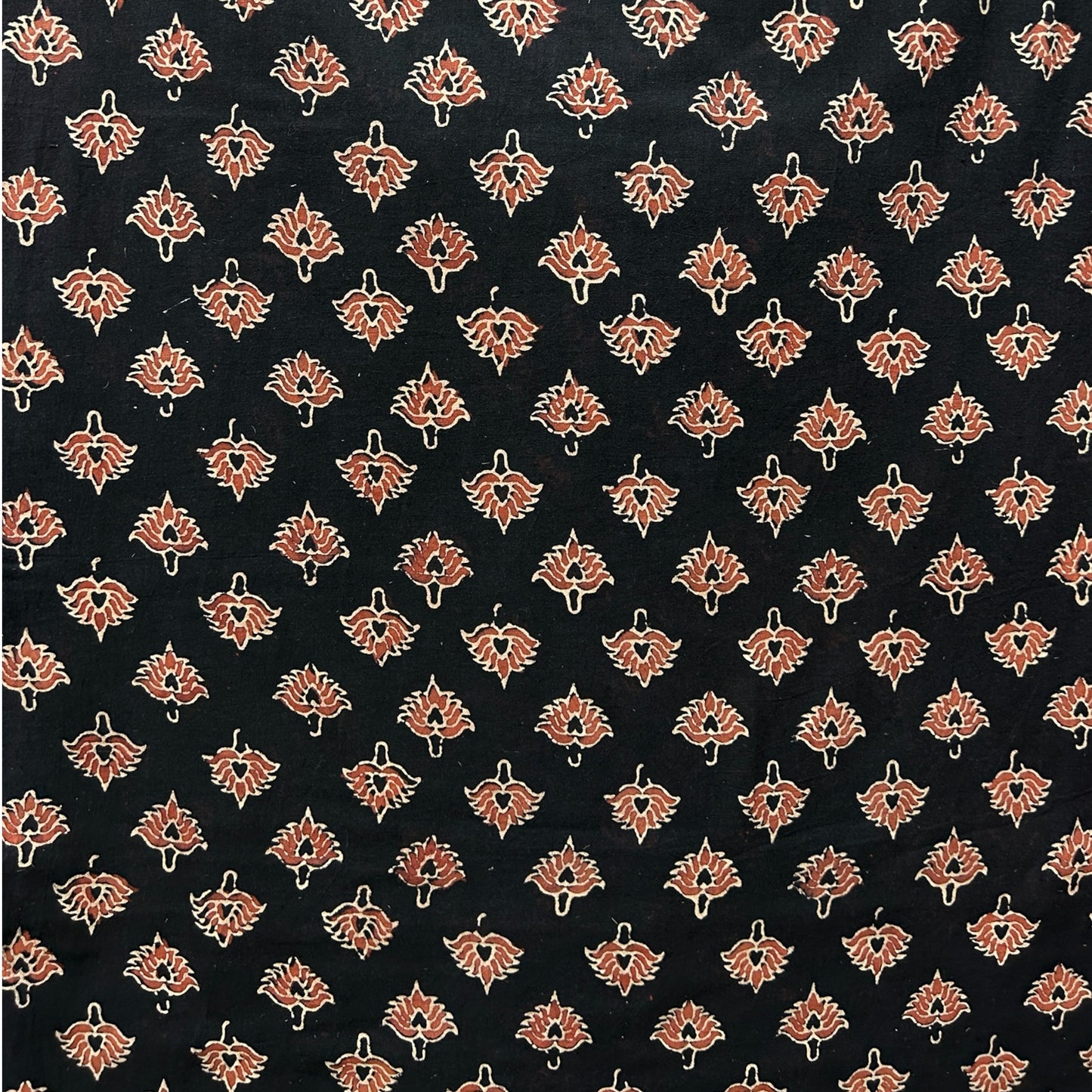 Vegetable Black Floral Hand Block Printed Fabric